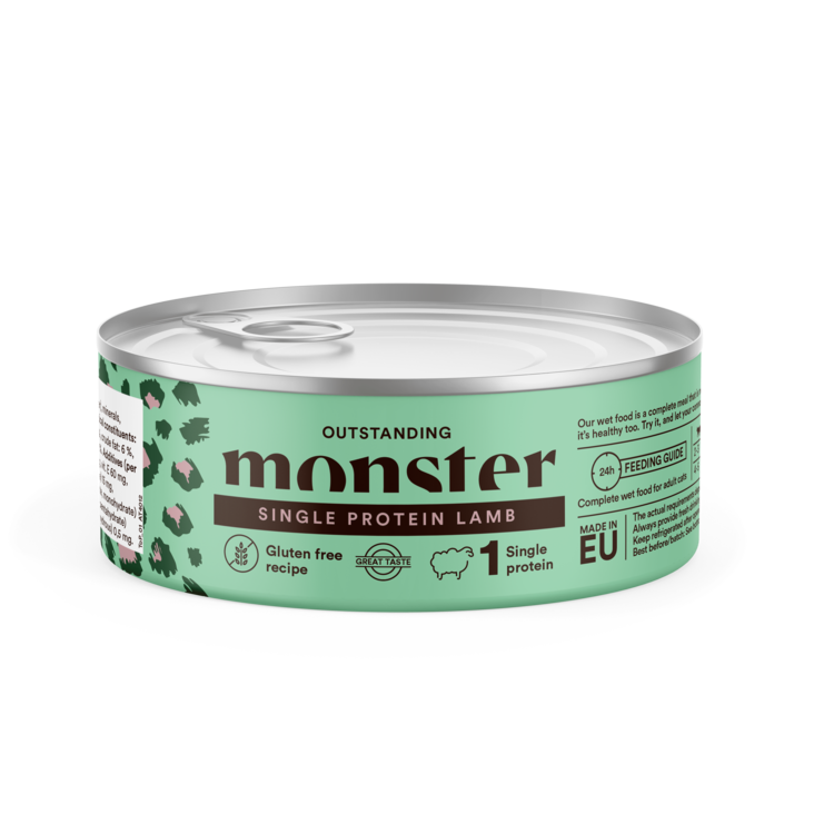 Lammas single protein 100g / 200g purkki Monster Cat - Aikuisten kissojen säilykkeet - 028837 - 1