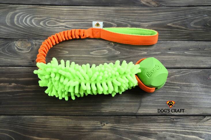 Motivointilelu Erratic Mop joustokahvalla oranssi-vihreä Dog's Craft - Motivointipatukat, -pallot, purutyynyt - 039647 - 1