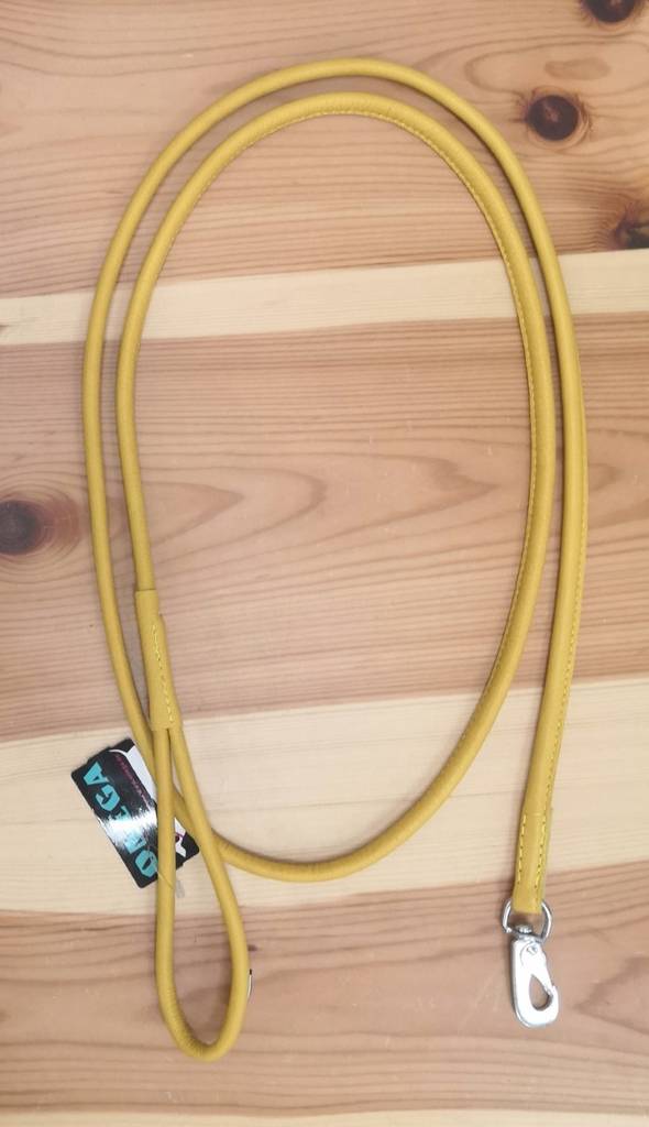 Nahkatalutin pyöreä 4mm/180cm BGB-lukolla keltainen Onega - Koiran nahkataluttimet - 033787 - 1