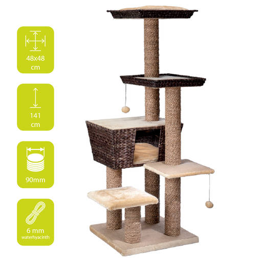 Raapimapuu Curacao 141cm beige/ruskea Ebi - Kissan keskikokoiset raapimapuut - 002667 - 1