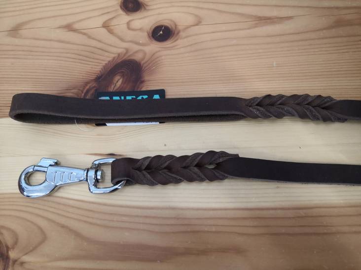 Rasvanahkatalutin sinkityllä pistoolilukolla ruskea 16mm/180cm Onega - Koiran nahkataluttimet - 027657 - 1