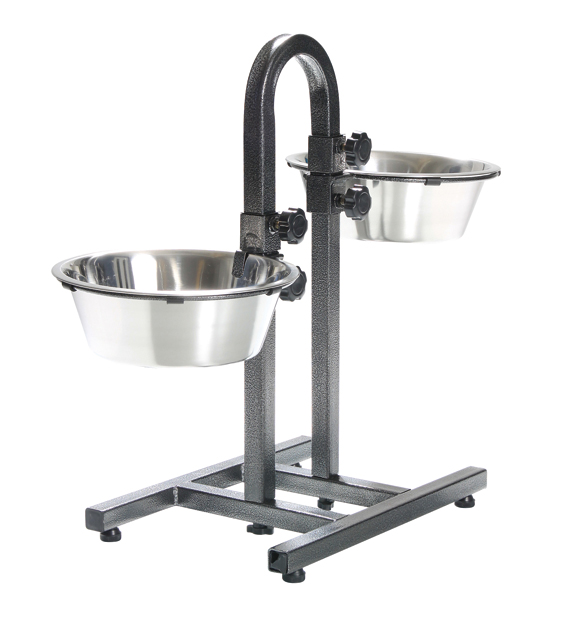 Ruokabaari 43cm 2x2,8L metalli/säätö Tri - Koiran metallikupit ja telineet - 009857 - 1