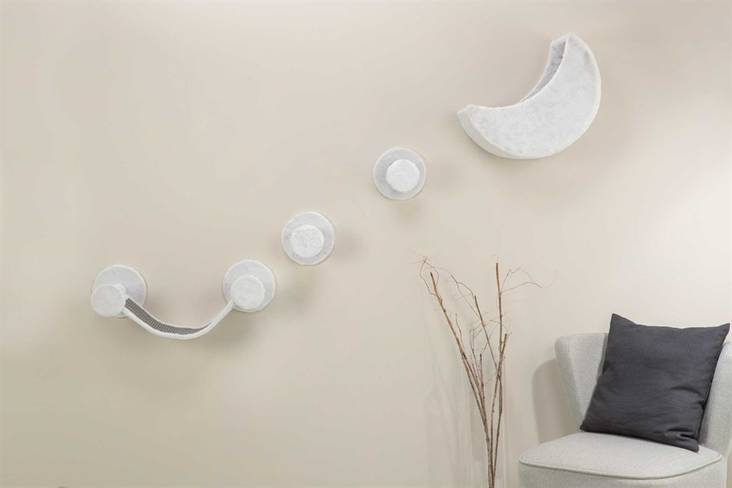 Seinäkiipeilysetti kissalle 4-osainen harmaa-valkoinen Trixie - Kissan korkeat ja isot raapimapuut - 035507 - 1