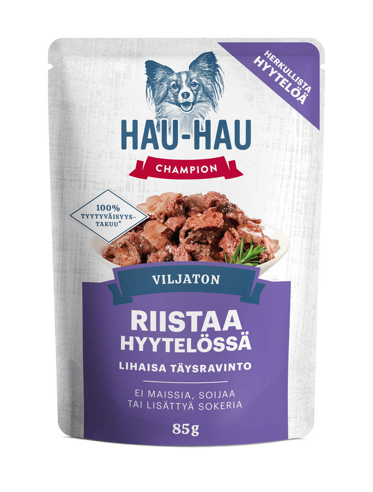 Viljaton riistaa hyytelössä 85g Hau Hau Champion - Koiran säilykkeet aikuisille koirille - 029807 - 1