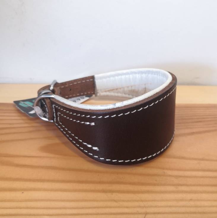 Vinttikoirapanta nahkaa 30cm ruskea-valkoinen Onega - Koiran solkipannat - 029677 - 1