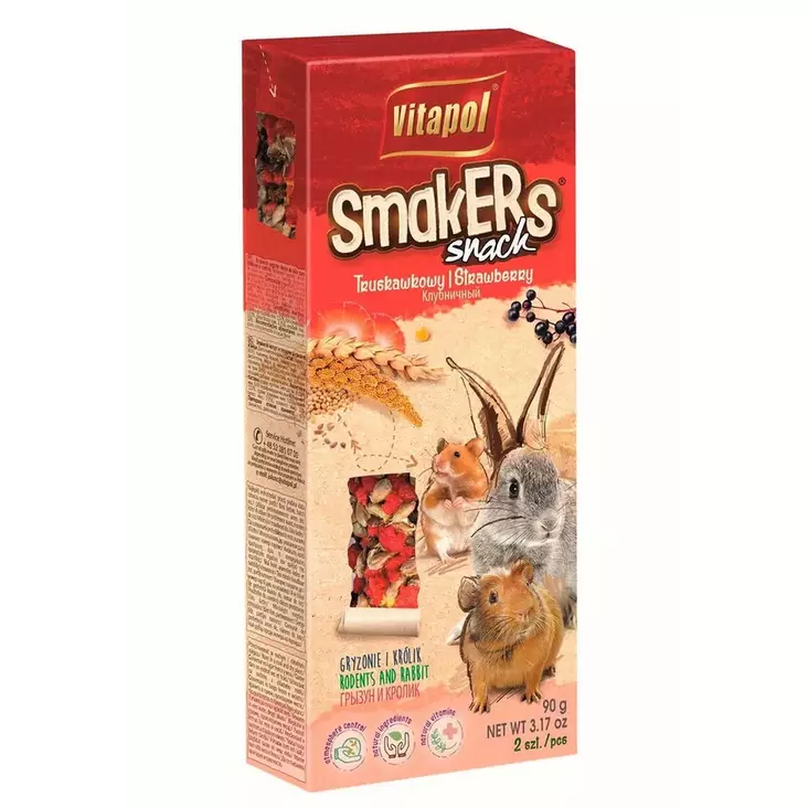 Mansikkatangot 2kpl 90g Smakers Vitapol - Pieneläinten herkut ja namipalat - 038957 - 1