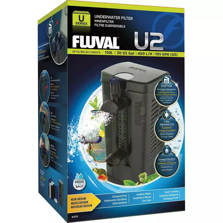 Sisäsuodatin U2 400L/h >110l Fluval - Akvaarion tarvikkeet ja hiekat - 043977 - 1