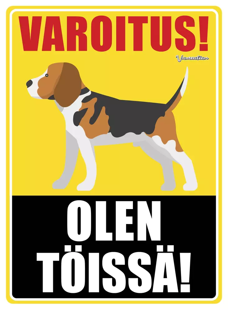 Kyltti Varoitus! Olen töissä! Beagle - Varoitus- ja huomiokyltit - 053437 - 1