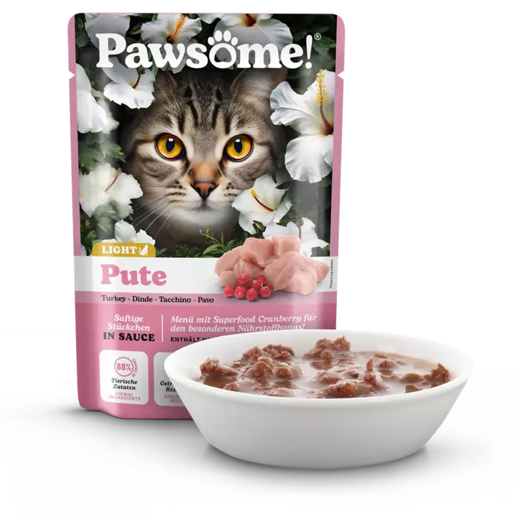 Kalkkuna kevyt 85g pss Pawsome - Aikuisten kissojen säilykkeet - 053987 - 1