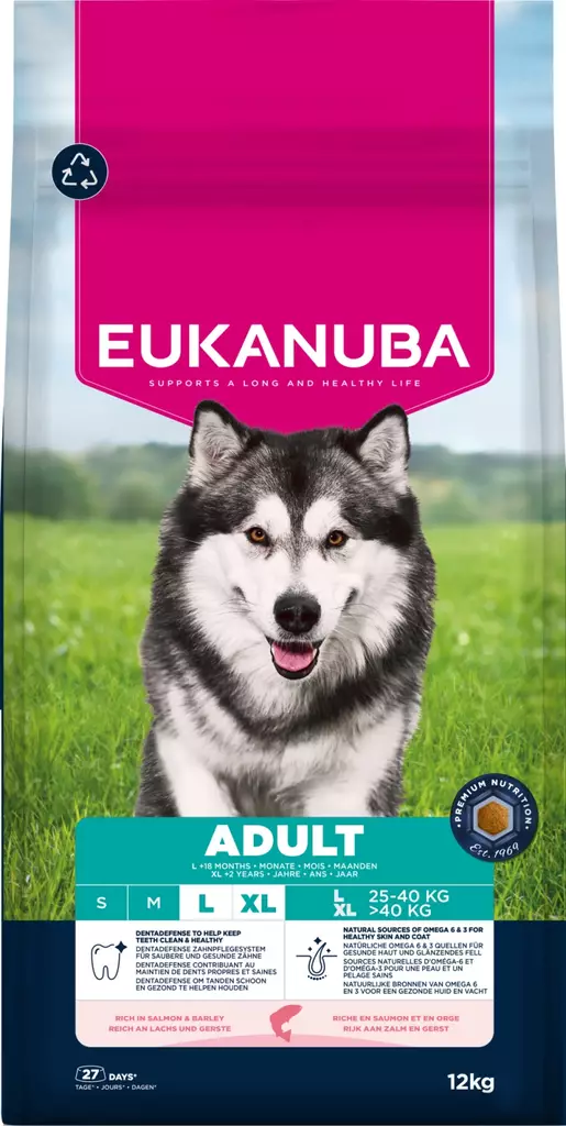 Adult Salmon & Barley L/XL 12kg Eukanuba - Koiran kuivaruoat aikuisille koirille - 057287 - 1
