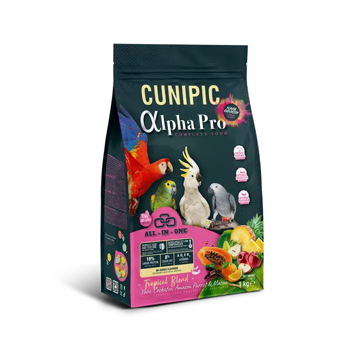 Alpha Pro Parrots Tropical Blend 1kg Cunipic - Lemmikkilintujen ruoka - 053677 - 1