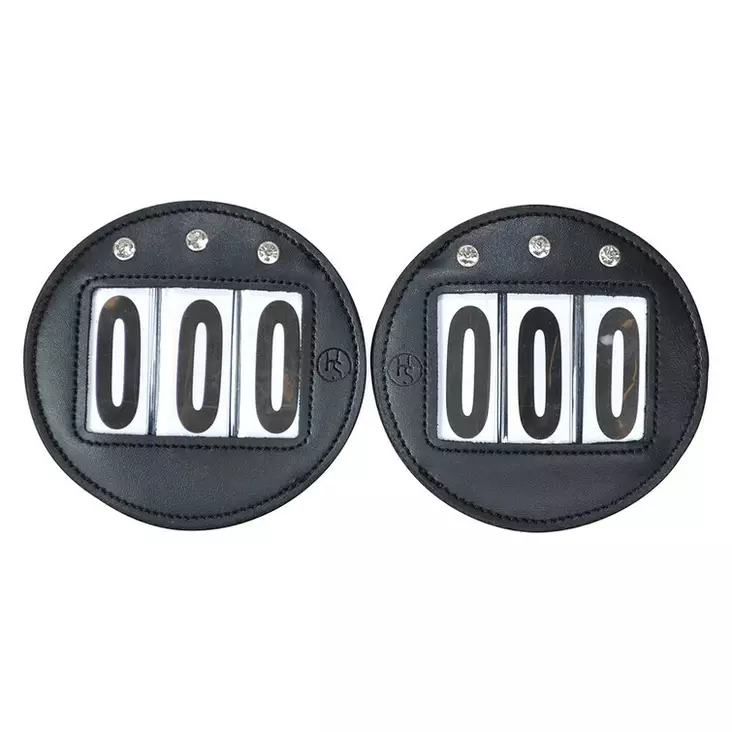 Kilpailunumero vegaaninen nahka strasseilla 2kpl musta Hansbo Sport - Ratsastajan asusteet - 051127 - 1