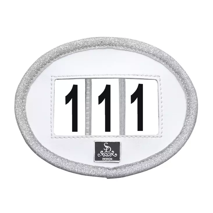 Kilpailunumero vegaanista nahkaa valkoinen glitterireunuksella SD Design - Ratsastajan asusteet - 051907 - 1