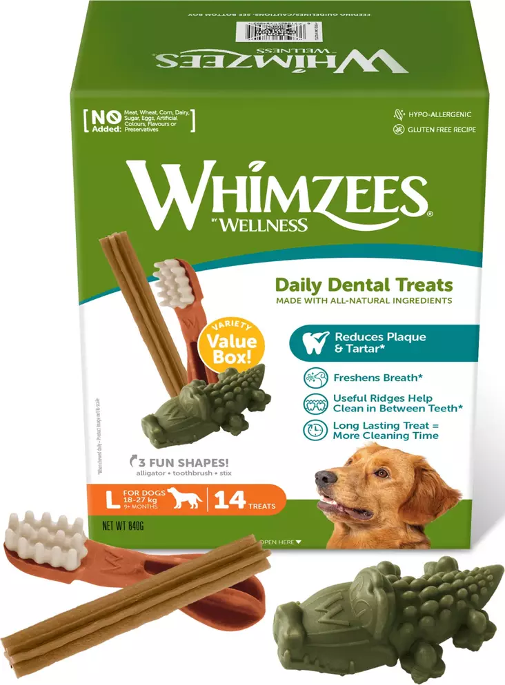 Lajitelmaboxi L 14kpl 840g Whimzees - Koiran herkut ja makupalat - 021597 - 2
