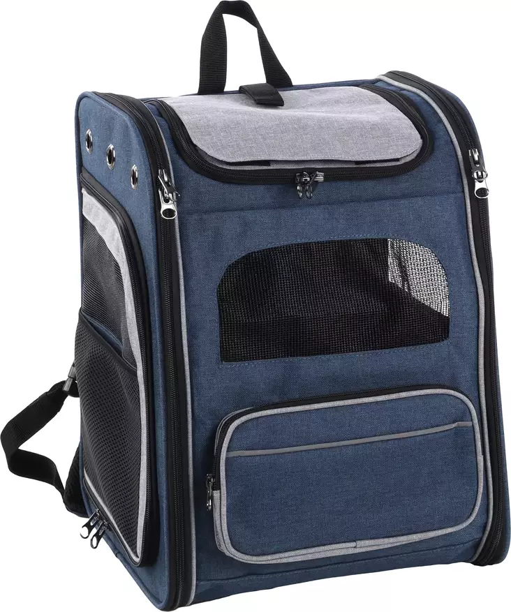 Lemmikin kuljetusreppu Manfred 31x33x43cm sininen Flamingo - Koiran pyöräkorit ja kantokassit - 051517 - 1