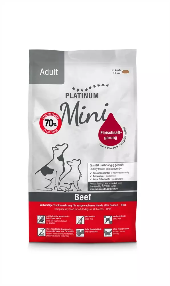 Mini Adult Beef 900g Platinum - Koiran kuivaruoat aikuisille koirille - 055247 - 1