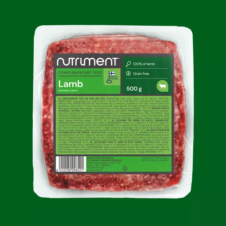 Lammas Lamb 500g pakaste Nutriment - Koiralle pakastelihat ja -elimet - 059417 - 1