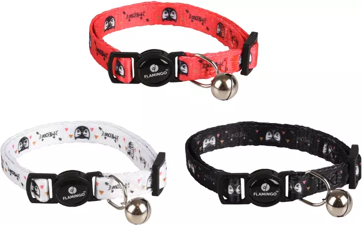 Säädettävä kissanpanta Simba 20-32x1cm värimix Flamingo - Aikuisen kissan pannat - 056277 - 1