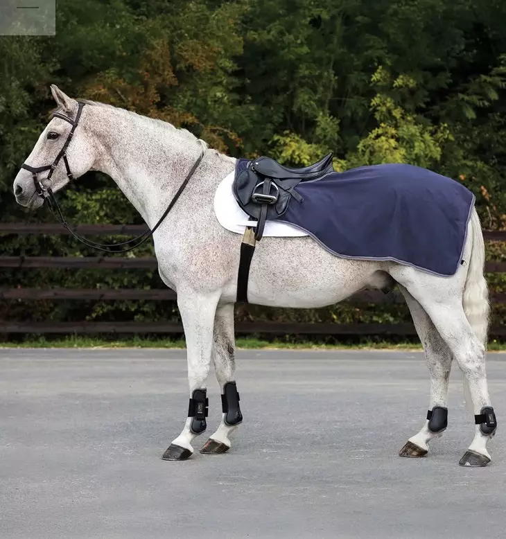 Ratsastusloimi Rambo Waterproof Fleece Exercise Sheet Navy/Thunderstorm Grey & Silver Horseware - Hevosen selkä- ja ratsastusloimet - 059577 - 1
