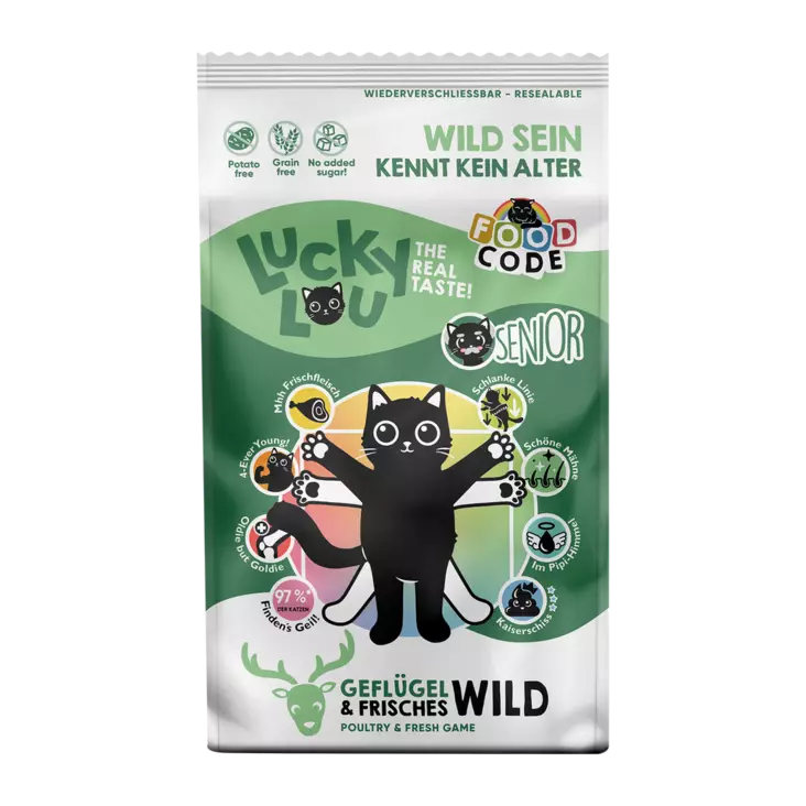 Senior Siipikarja riista 750g Food Code Lucky Lou - Kissan kuivaruoat ikääntyville kissoille - 051107 - 1