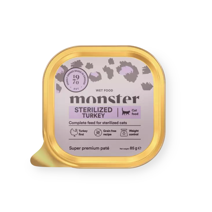 Sterilized Turkey (kalkkuna) pate 85g monster cat - Aikuisten kissojen säilykkeet - 059877 - 1