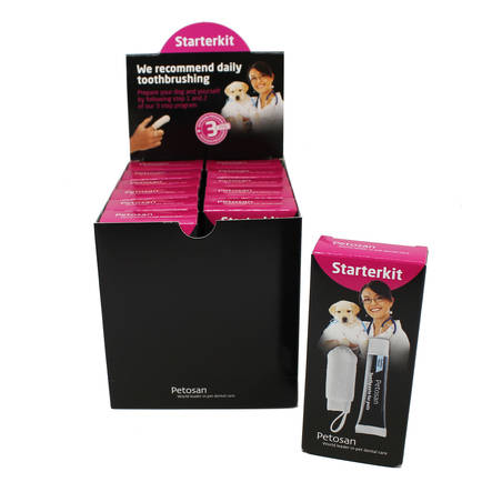 Starter Kit mikrokuituinen sormiharja + hammastahna 20g Petosan - Koiran hammashoito - 026748 - 1