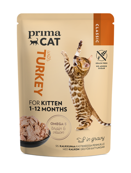 Kissanpennulle kalkkunaa 85g pss kastike Prima Cat - Kissanpennun säilykkeet ja kasvatusruoat - 033568 - 1