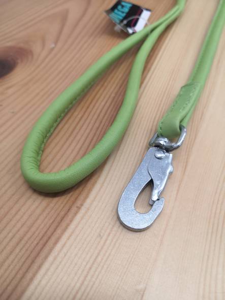 Nahkatalutin pyöreä 4mm/180cm BGB-lukolla vaaleanvihreä Onega - Koiran nahkataluttimet - 033788 - 2