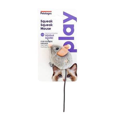 Squeak Squeak Mouse 4cm harmaa PetStages - Kissan hiiret, linnut, perhoset ym. - 030288 - 1