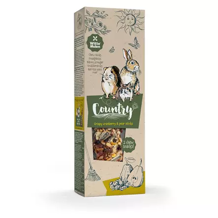 Herkkutikku jyrsijälle Country Karpalo & Päärynä 2kpl 110g Witte Molen - Pieneläinten herkut ja namipalat - 054278 - 1