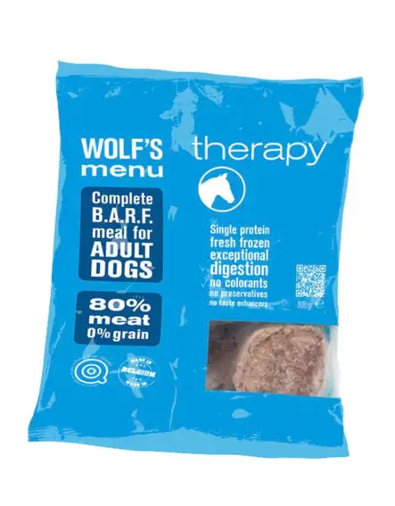 Hevonen pakastepulla 800g Wolfs Menu Therapy - Koiralle pakastelihat ja -elimet - 056328 - 1