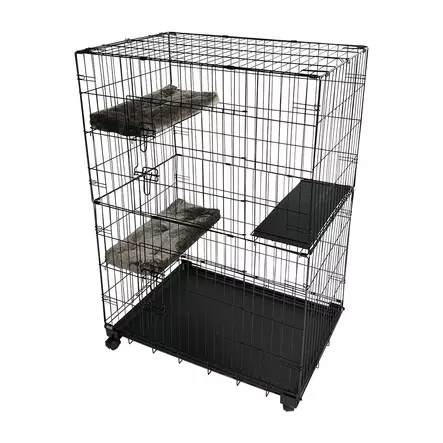 Kissan metallihäkki Topline 3 tasoa L musta Duvo+ - Kissan metallihäkit - 057898 - 1