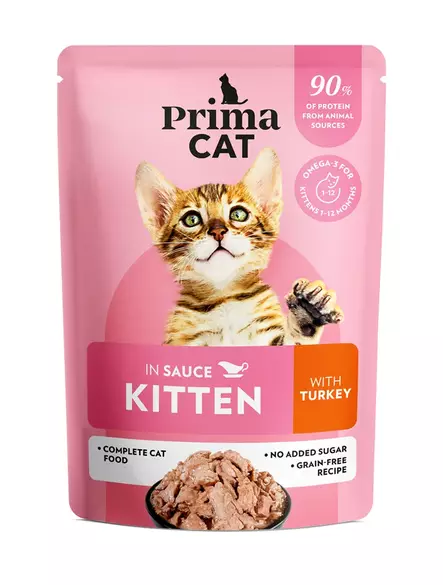 Kissanpennulle kalkkunaa 85g pss kastike Prima Cat - Kissanpennun säilykkeet ja kasvatusruoat - 033568 - 2