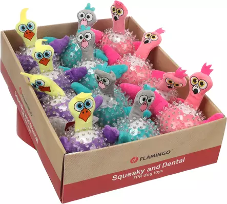 Lintupallo Stekti TPR 14,5x17,5cm värimix Flamingo - Koiran pallot ja heittolelut - 055478 - 2