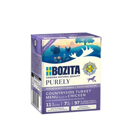 Puppy & Junior Kalkkuna 370g Purely Pate Bozita Dog - Säilykeet pennuille ja kasvatukseen - 051538 - 1