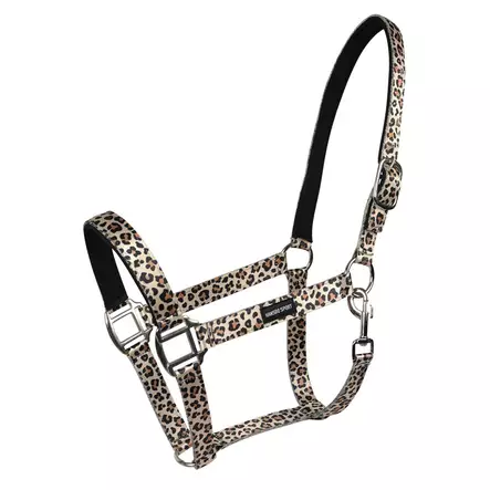 Riimu neopreenipehmusteella Safari Breeze leopardikuosi, ruskea Hansbo Sport HS - Hevosen nylonriimut - 056688 - 1