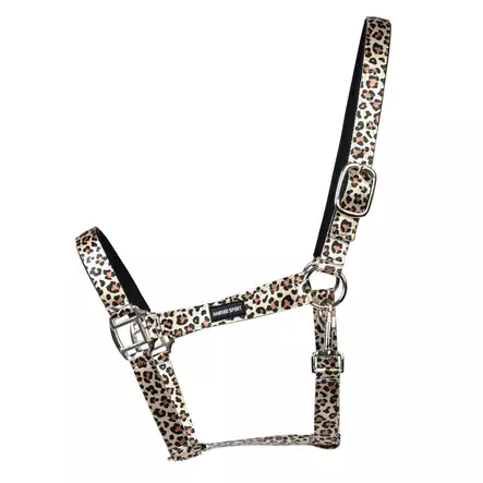 Riimu neopreenipehmusteella Safari Breeze leopardikuosi, ruskea Hansbo Sport HS - Hevosen nylonriimut - 056688 - 2