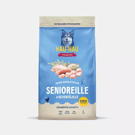 Senioreille & keventäjille Kana Riisi Kaura Hau Hau Champion - Koiran kuivaruoat ikääntyville koirille - 057968 - 1