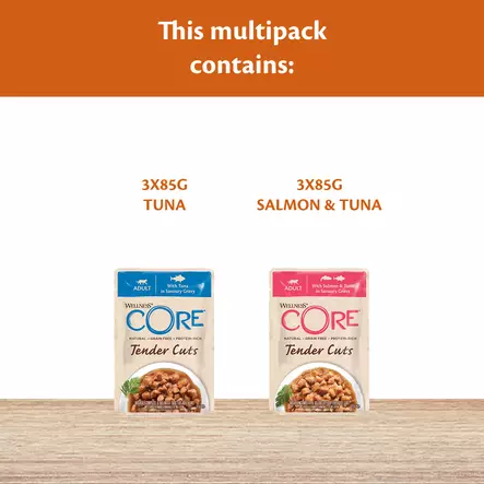 Tuna Tender Cuts Multipack 6x85g CORE cat - Aikuisten kissojen säilykkeet - 055028 - 2