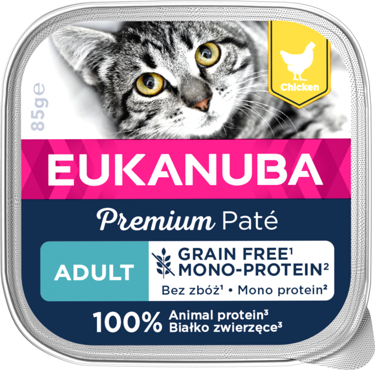 Cat Grain Free Mono Chicken pate 85g Eukanuba - Aikuisten kissojen säilykkeet - 035778 - 1