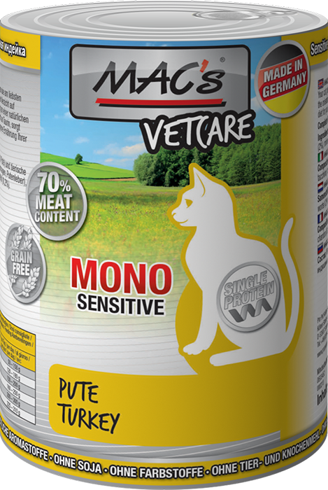 Sensitive kalkkuna 400g tlk MAC's cat - Aikuisten kissojen säilykkeet - 032998 - 1