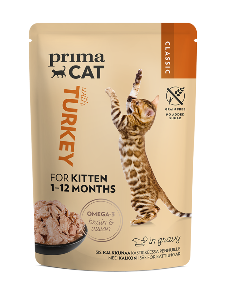 Kissanpennulle kalkkunaa 85g pss kastike Prima Cat - Kissanpennun säilykkeet ja kasvatusruoat - 033568 - 1