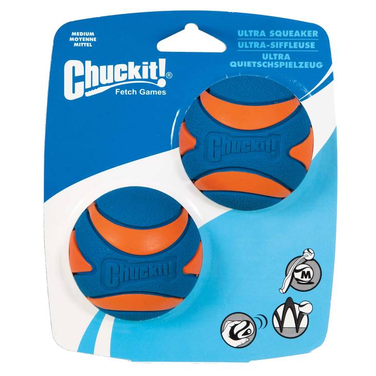 Kumipallo Ultra Squeaker M 2kpl Chuckit - Koiran pallot ja heittolelut - 028898 - 1