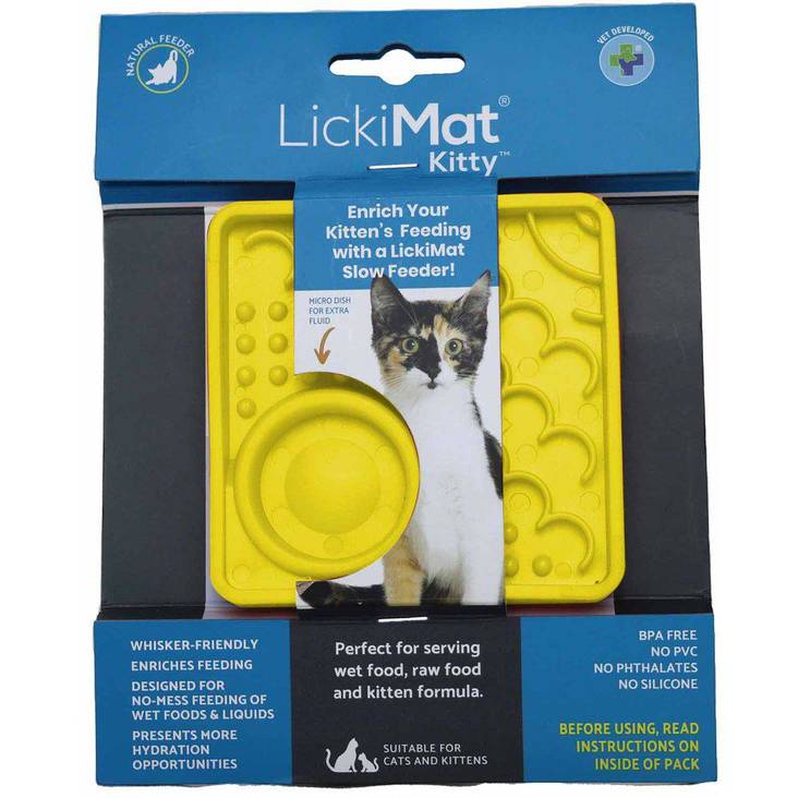 LickiMat Cat Kitty 10x10cm keltainen - Kissan aktivointilelut - 038608 - 1