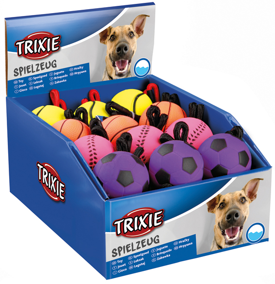Pehmokumipallo 6cm narulla mix Trixie - Koiran pallot ja heittolelut - 016728 - 1