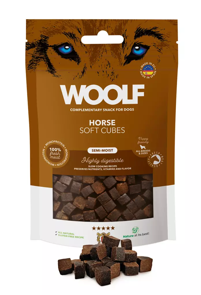Soft Cubes Hevonen 100g Woolf - Koiran herkut ja makupalat - 039898 - 1
