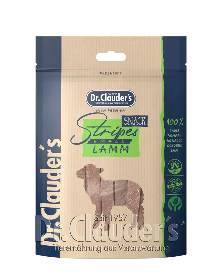 Lammasliuska Stripe Snack S 80g Dr.Clauder's - Koiran herkut ja makupalat - 045598 - 1