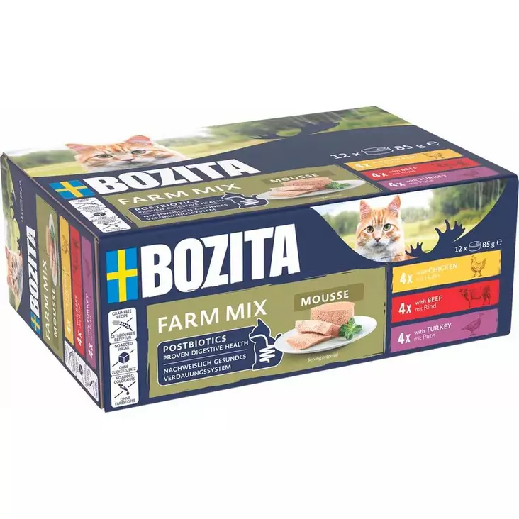 Farm Mix 12x85g mousse Bozita cat - Aikuisten kissojen säilykkeet - 053838 - 1