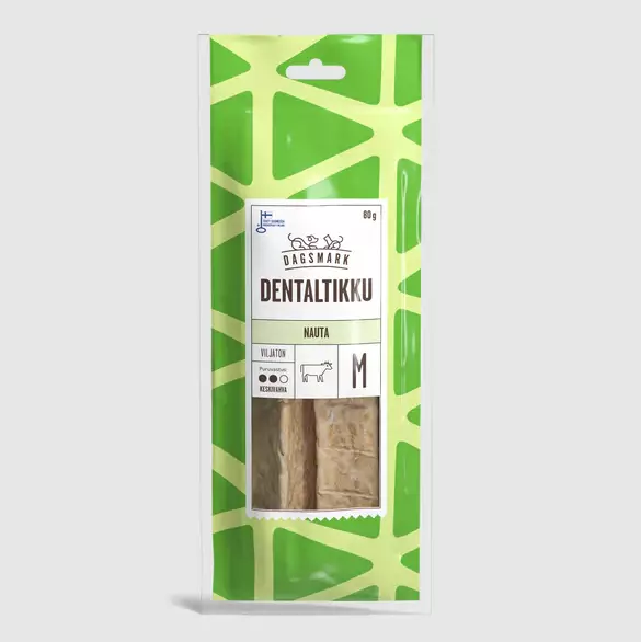 Dentaltikku nauta M 2 kpl 80g Dagsmark - Koirien puruluut - 050248 - 1