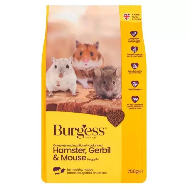 Hamster Gerbil & Mouse 750g Burgess - Hamsterin ja hiirien ruoka - 052728 - 1